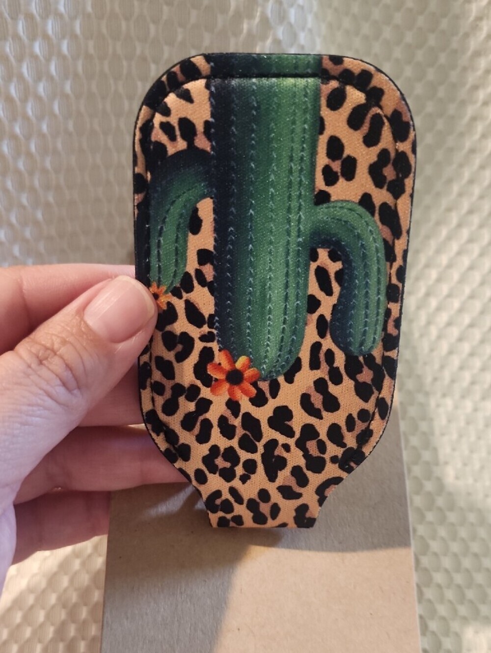 tipi Leopard Cactus Hand Sanitizer Keychain Holder - Brown/Green - Picture 4 of 7